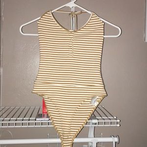 Mustard yellow and white stripped